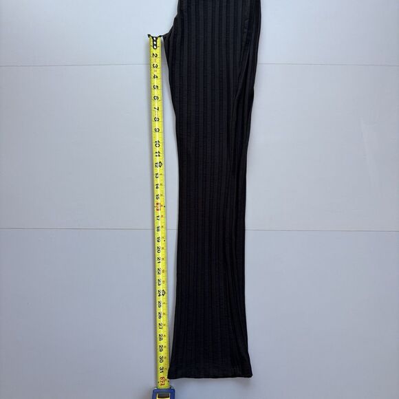 REFORMATION Women's XS Black Ribbed Flare Pull-On Pants Tencel Lyocell High Rise - Picture 10 of 12